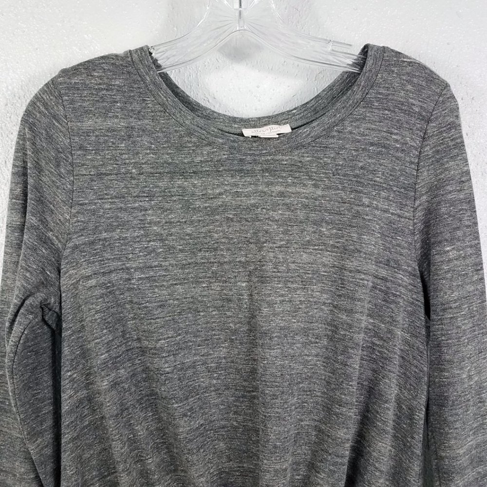 Ultra Flirt Women's Gray Twist Front Wrap Shirt Top Blouse - Picture 2 of 13